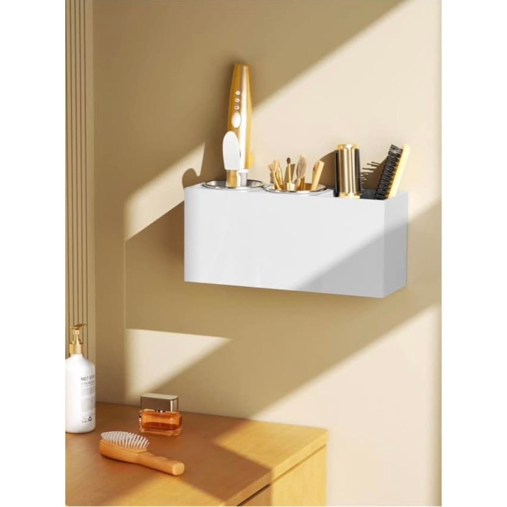 Hair Styling Tools Organizer White Wall/Cabinet Mount Blow Dryers Flat Irons